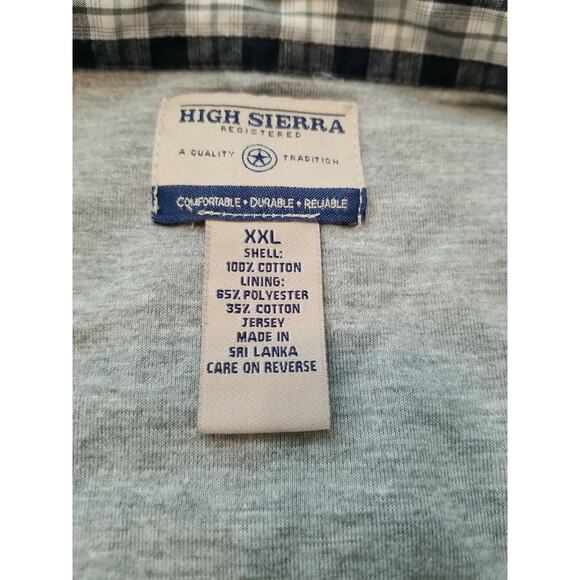 Vintage High Sierra Cotton Blue Plaid LS Shirt with Grey Poly Blend Lining~XXL - Picture 7 of 12